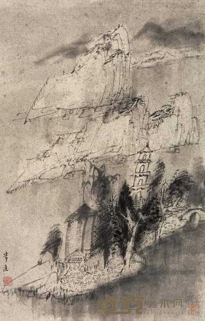 常进 山水 镜心 68.5×69.5cm